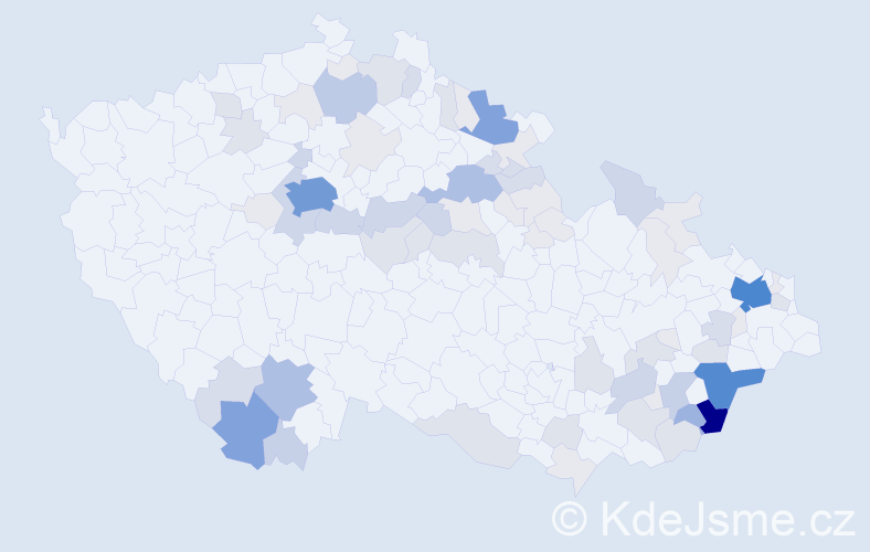 Příjmení: 'Mačková', počet výskytů 300 v celé ČR