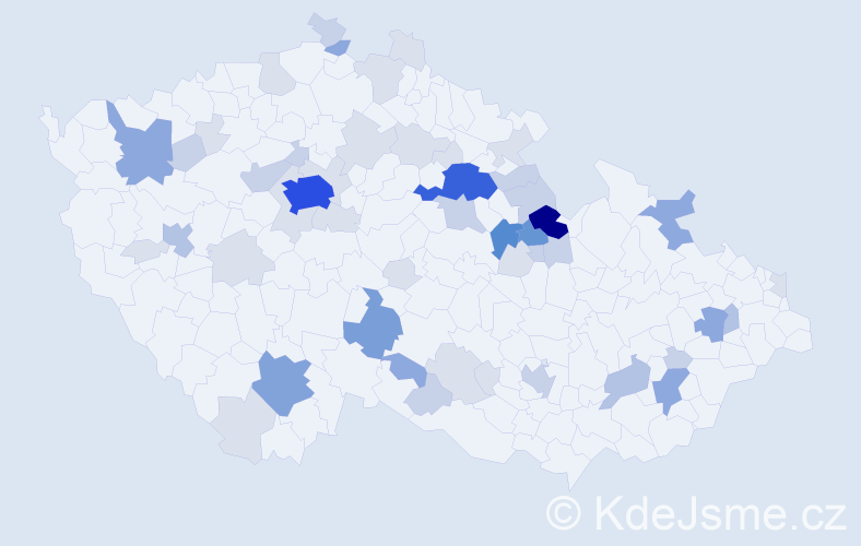 Příjmení: 'Vychytilová', počet výskytů 165 v celé ČR