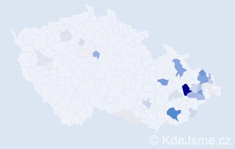 Příjmení: 'Foltýnek', počet výskytů 134 v celé ČR