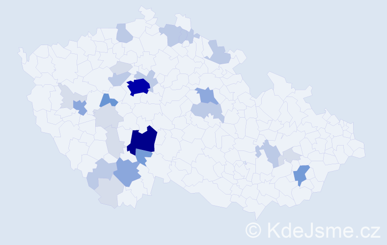 Příjmení: 'Bakule', počet výskytů 93 v celé ČR