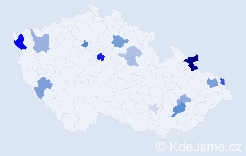 Příjmení: 'Csomor', počet výskytů 24 v celé ČR