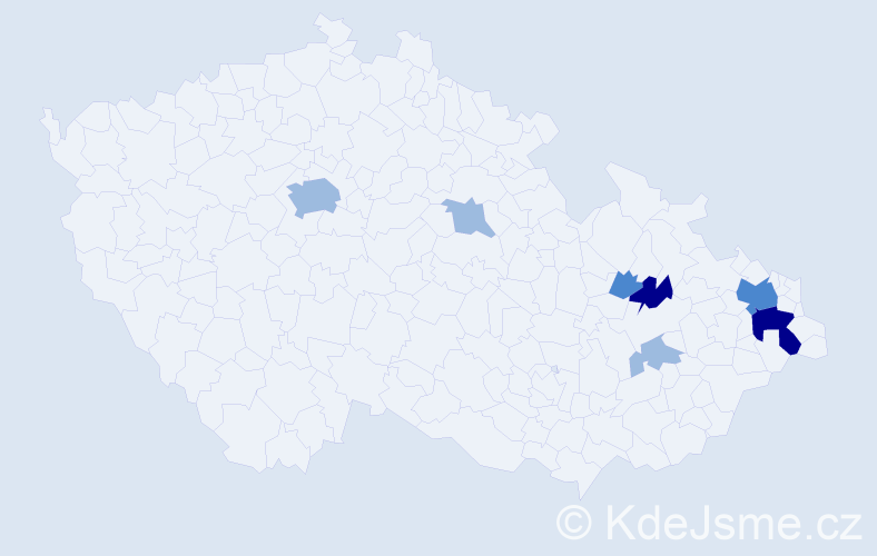 Příjmení: 'Sajdáková', počet výskytů 15 v celé ČR