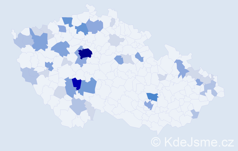 Příjmení: 'Trojáček', počet výskytů 129 v celé ČR