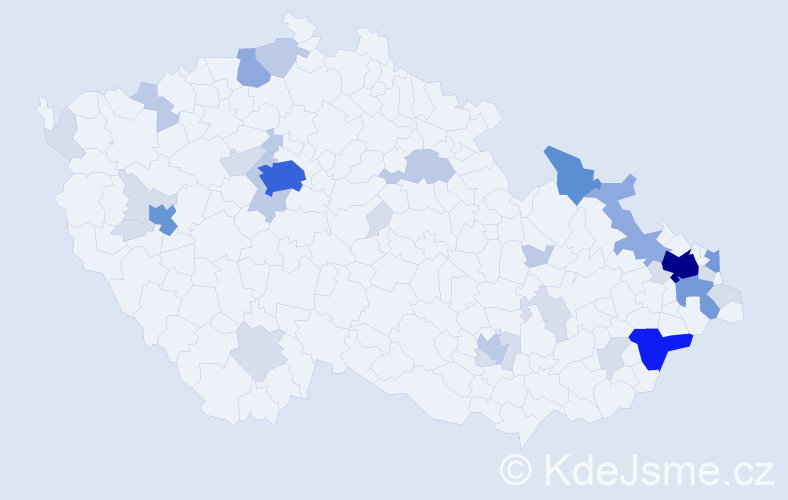 Příjmení: 'Barčák', počet výskytů 106 v celé ČR