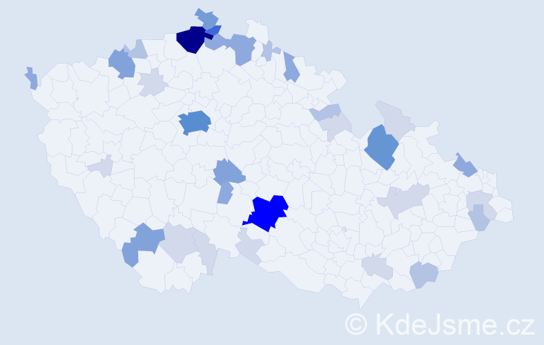 Příjmení: 'Čičáková', počet výskytů 108 v celé ČR