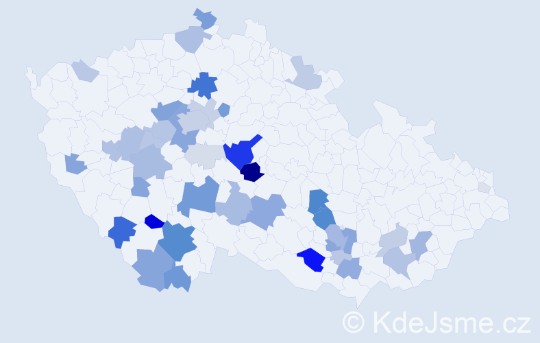 Příjmení: 'Dudák', počet výskytů 164 v celé ČR