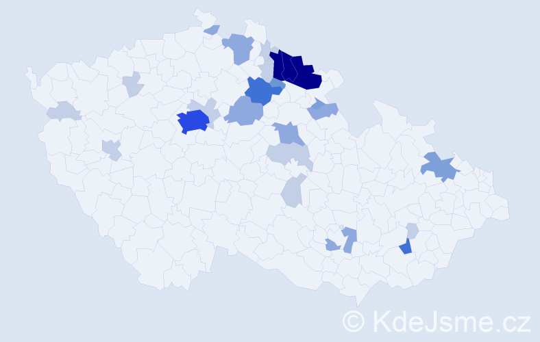 Příjmení: 'Kaván', počet výskytů 85 v celé ČR