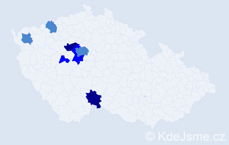 Příjmení: 'Bašata', počet výskytů 13 v celé ČR