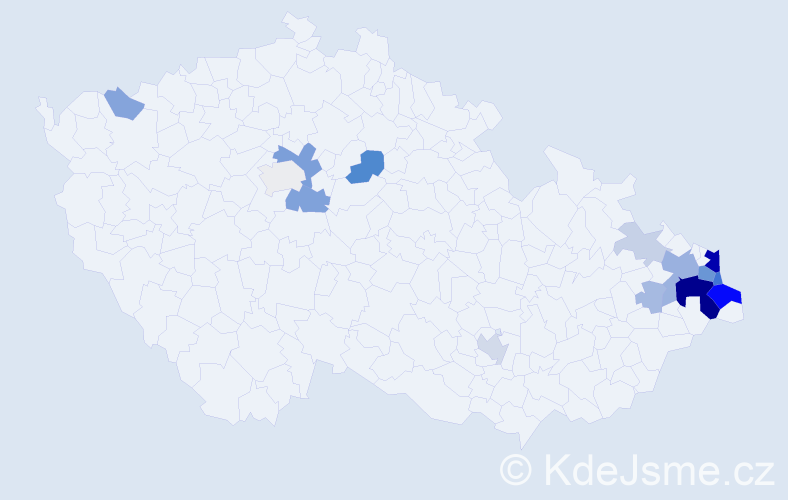 Příjmení: 'Miarka', počet výskytů 52 v celé ČR