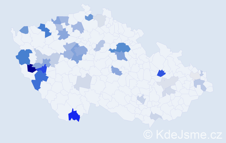 Příjmení: 'Tikal', počet výskytů 117 v celé ČR
