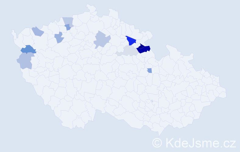 Příjmení: 'Kahancová', počet výskytů 23 v celé ČR