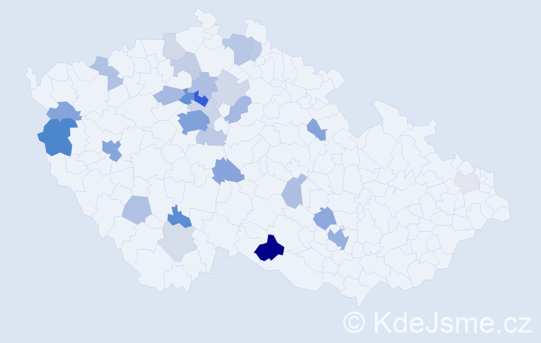 Příjmení: 'Tymkiv', počet výskytů 74 v celé ČR