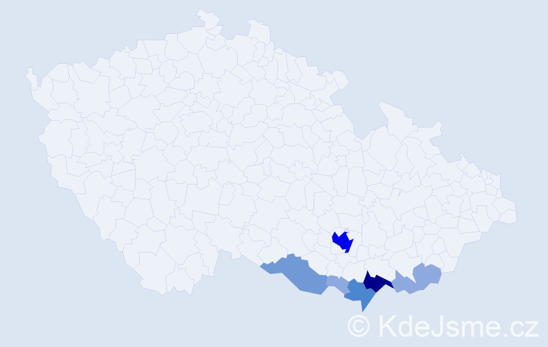 Příjmení: 'Plundrák', počet výskytů 19 v celé ČR