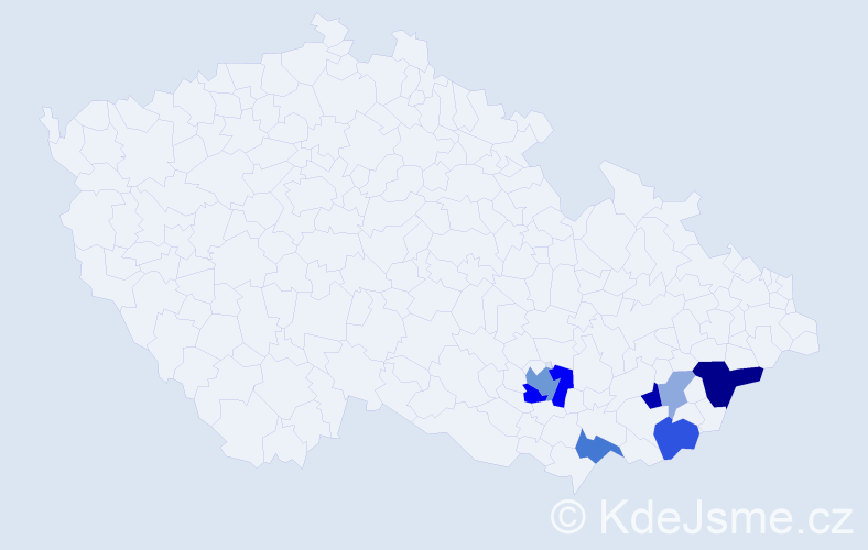 Příjmení: 'Essenderová', počet výskytů 19 v celé ČR