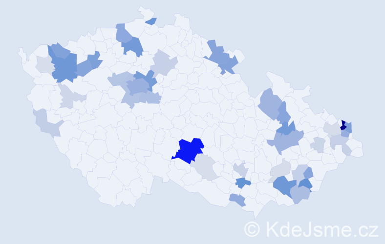 Příjmení: 'Fábry', počet výskytů 161 v celé ČR