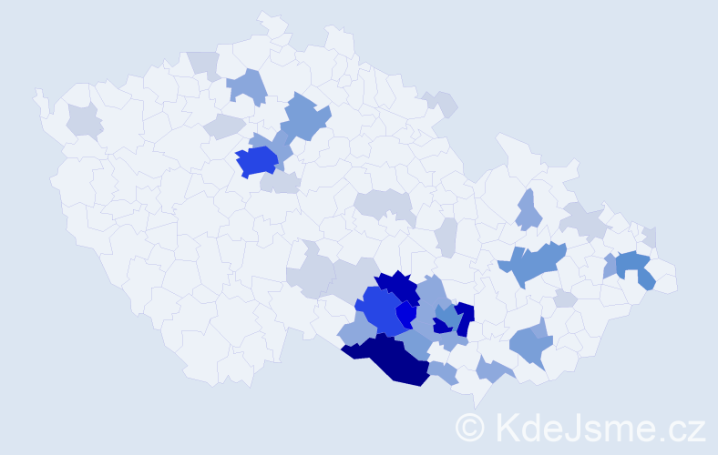 Příjmení: 'Kavalec', počet výskytů 141 v celé ČR