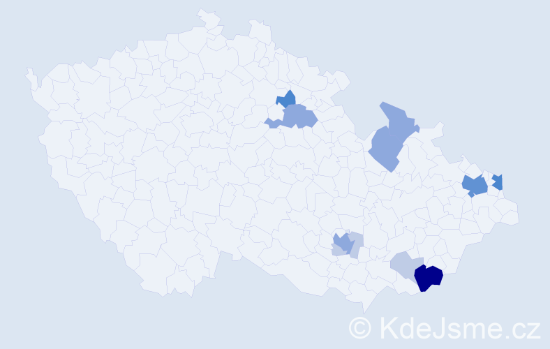 Příjmení: 'Miškářová', počet výskytů 34 v celé ČR