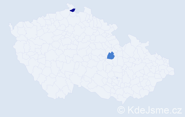 Příjmení: 'Nahácky', počet výskytů 5 v celé ČR