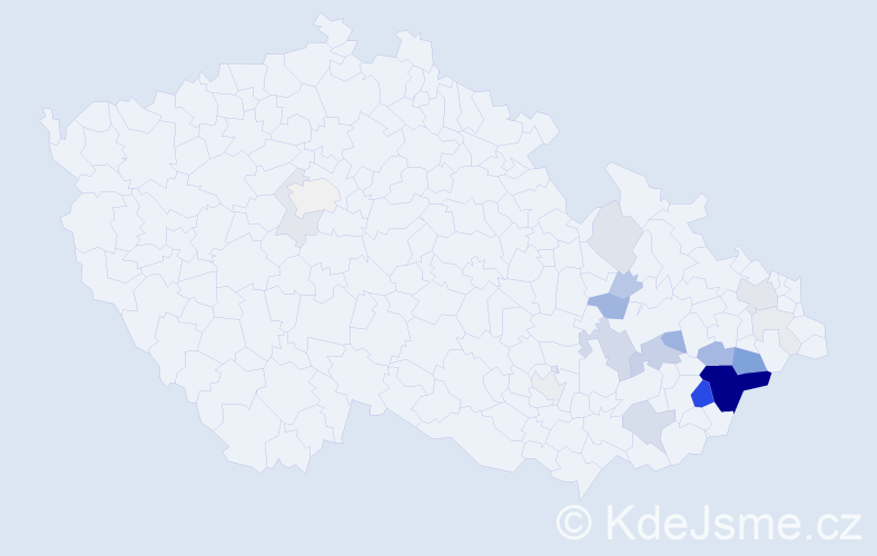 Příjmení: 'Sušeň', počet výskytů 101 v celé ČR