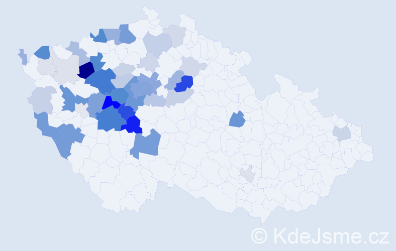 Příjmení: 'Vostárek', počet výskytů 206 v celé ČR