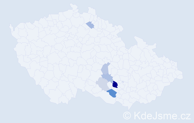 Příjmení: 'Kéda', počet výskytů 11 v celé ČR