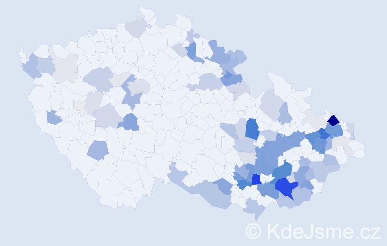 Příjmení: 'Klučka', počet výskytů 288 v celé ČR