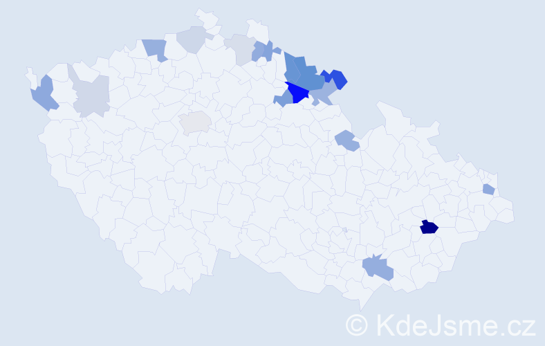 Příjmení: 'Klennerová', počet výskytů 39 v celé ČR