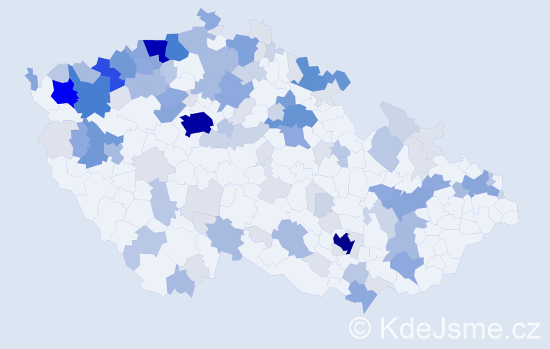 Příjmení: 'Olahová', počet výskytů 446 v celé ČR