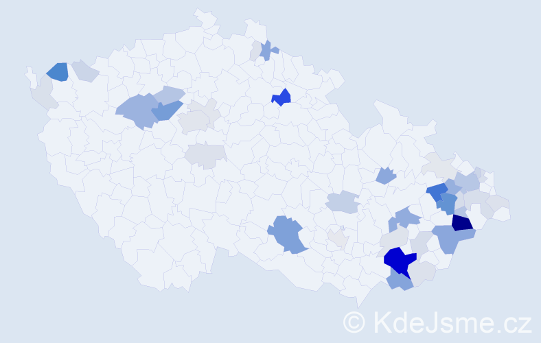 Příjmení: 'Kedroň', počet výskytů 152 v celé ČR