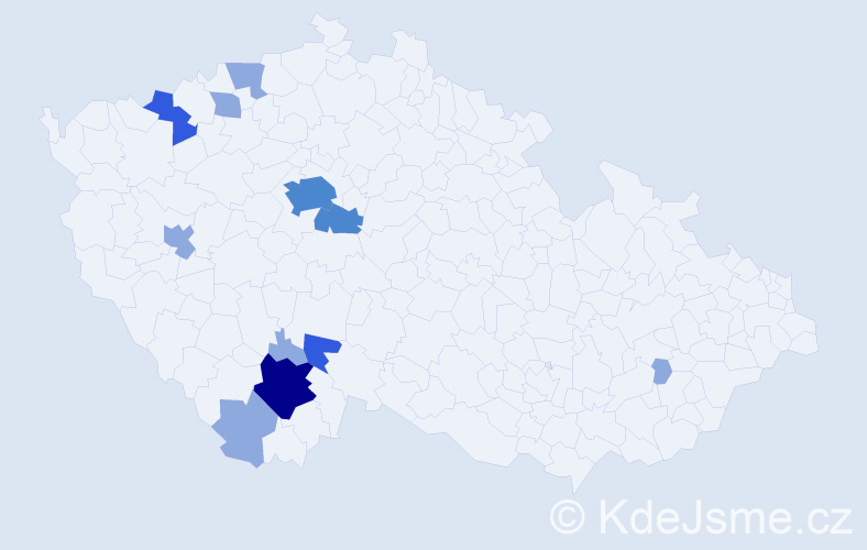 Příjmení: 'Kuráž', počet výskytů 21 v celé ČR