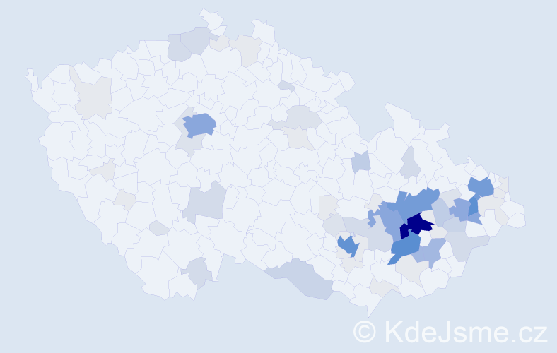 Příjmení: 'Černošková', počet výskytů 278 v celé ČR