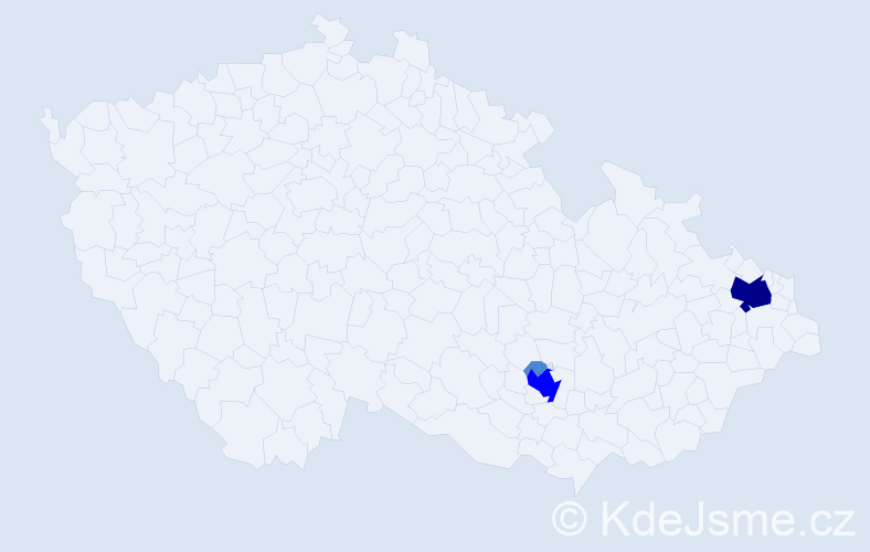 Příjmení: 'Bulhart', počet výskytů 9 v celé ČR