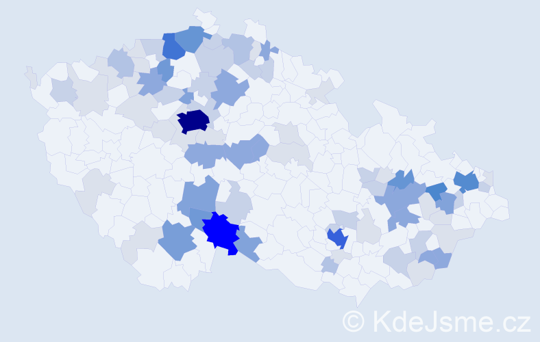 Příjmení: 'Mikš', počet výskytů 270 v celé ČR