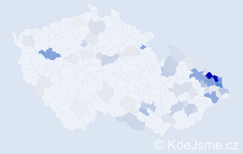 Příjmení: 'Kaniová', počet výskytů 344 v celé ČR