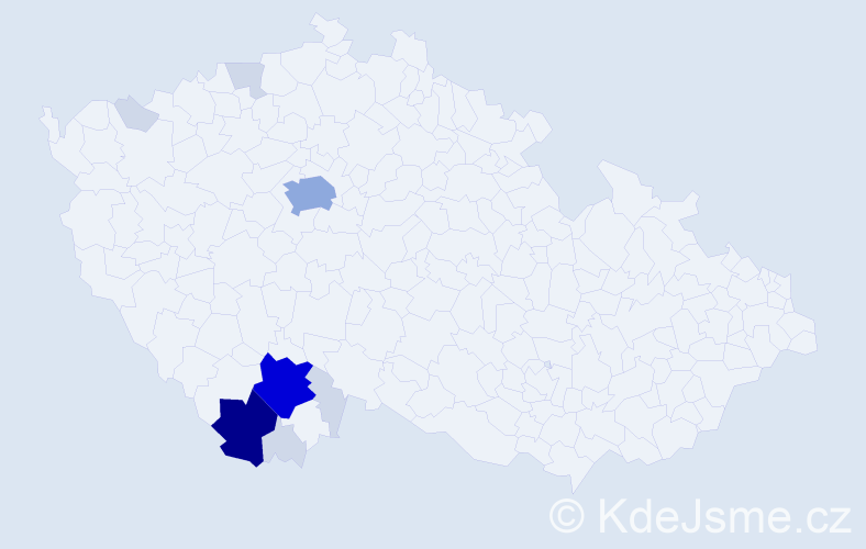 Příjmení: 'Máčová', počet výskytů 35 v celé ČR