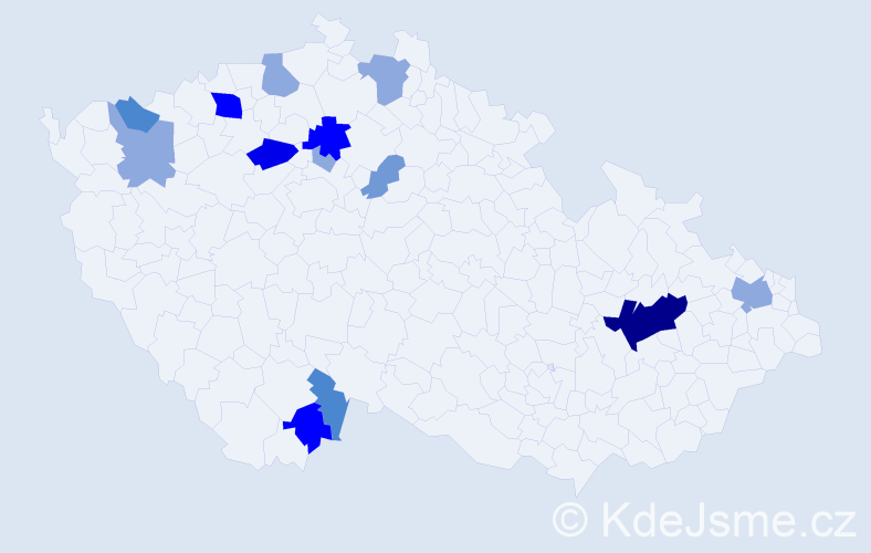 Příjmení: 'Huličková', počet výskytů 36 v celé ČR