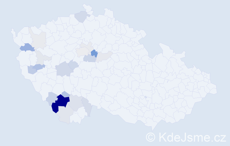 Příjmení: 'Kosmatová', počet výskytů 59 v celé ČR