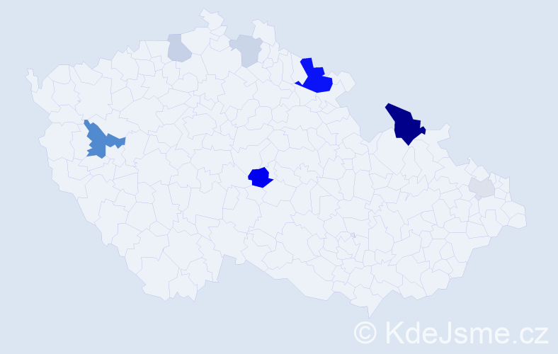 Příjmení: 'Mindžáková', počet výskytů 19 v celé ČR