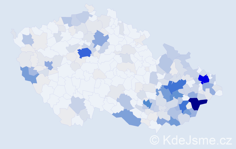 Příjmení: 'Hrbáček', počet výskytů 966 v celé ČR