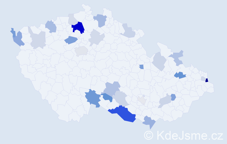 Příjmení: 'Badinková', počet výskytů 59 v celé ČR