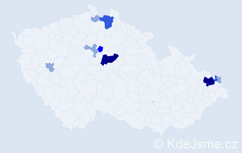 Příjmení: 'Medlen', počet výskytů 24 v celé ČR