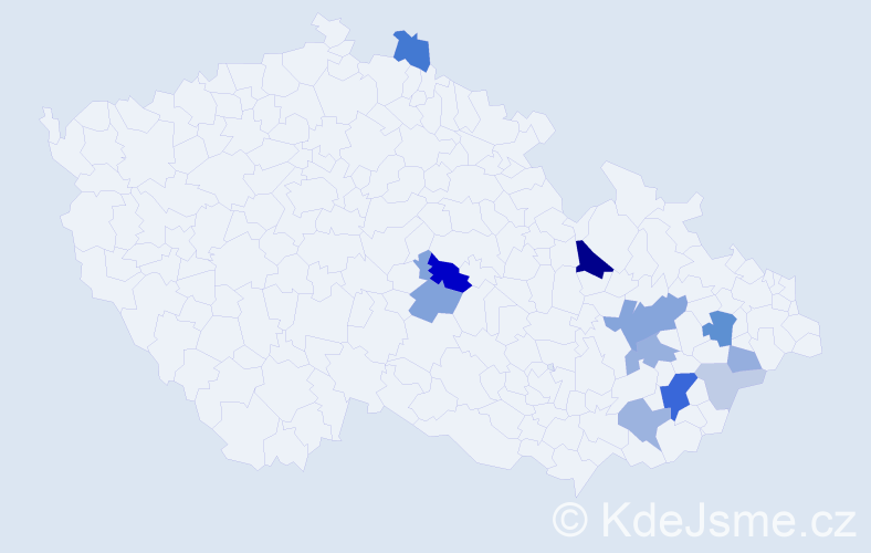 Příjmení: 'Kunetová', počet výskytů 32 v celé ČR