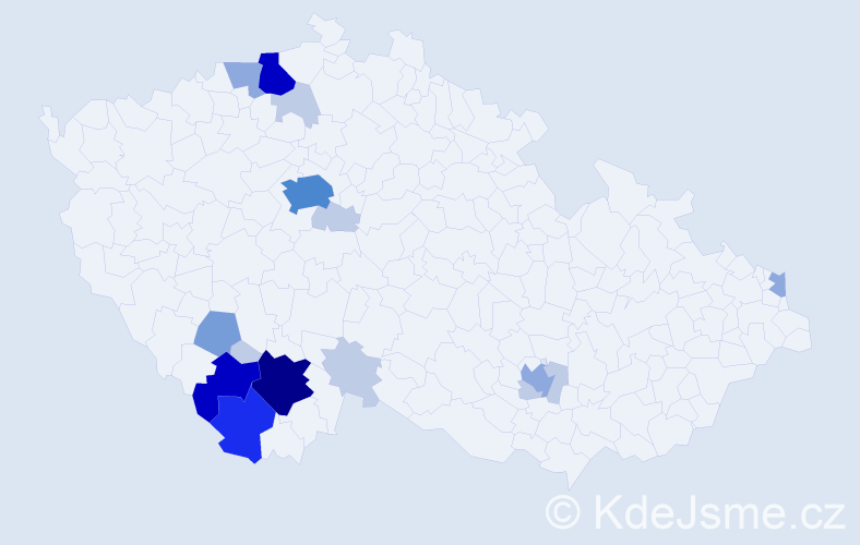 Příjmení: 'Konzalová', počet výskytů 54 v celé ČR