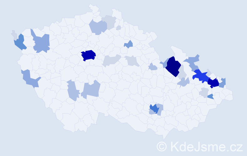 Příjmení: 'Diro', počet výskytů 117 v celé ČR