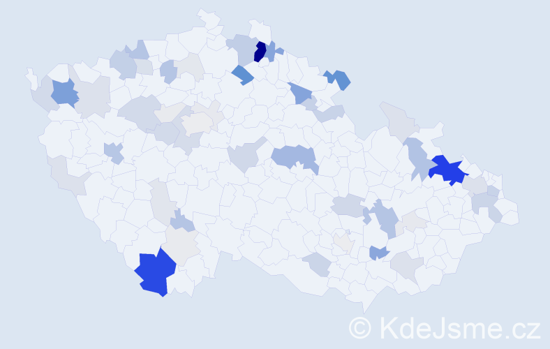 Příjmení: 'Čarný', počet výskytů 202 v celé ČR