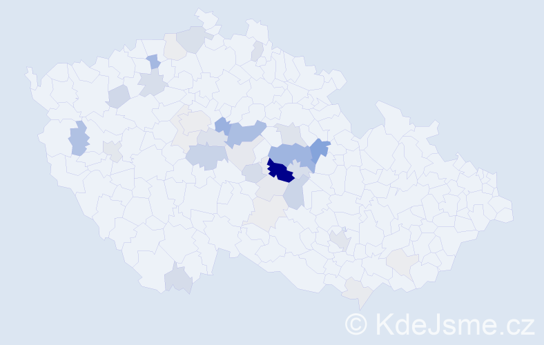 Příjmení: 'Kovačka', počet výskytů 101 v celé ČR