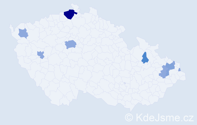 Příjmení: 'Gunčagová', počet výskytů 23 v celé ČR