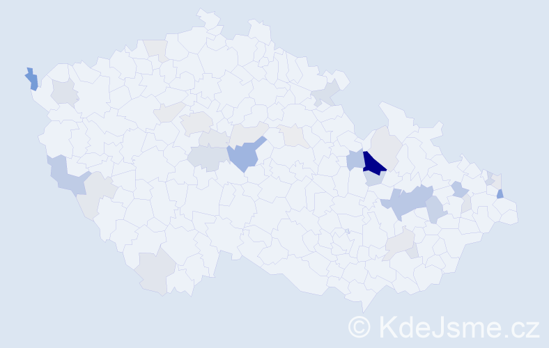 Příjmení: 'Pulkert', počet výskytů 85 v celé ČR