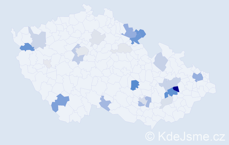 Příjmení: 'Pročková', počet výskytů 77 v celé ČR