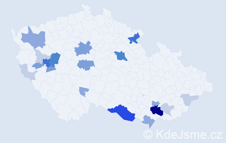 Příjmení: 'Čimerová', počet výskytů 69 v celé ČR